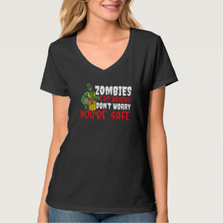 Camiseta Zombie come cérebros não se preocupe você está seg