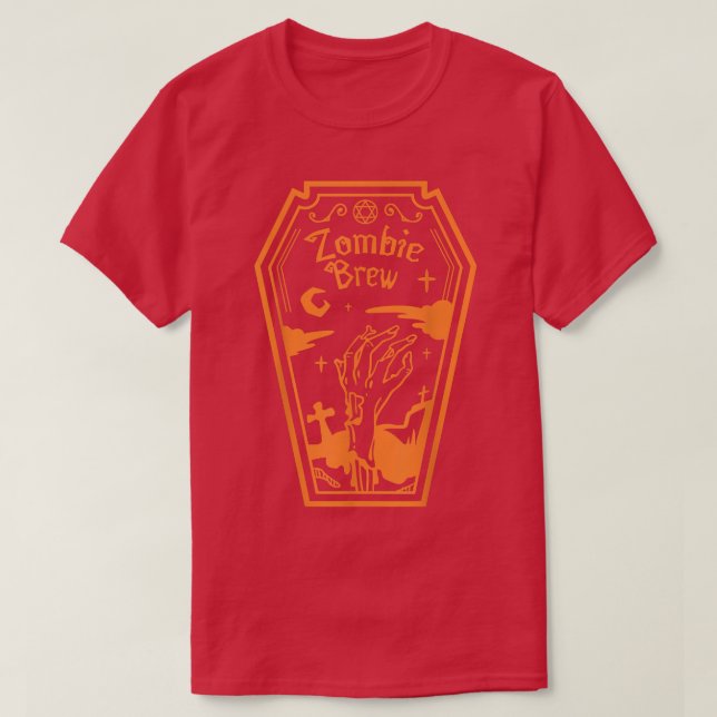 Camiseta Zombie Crew Coffin Feliz Assustador Halloween Nigh (Frente do Design)