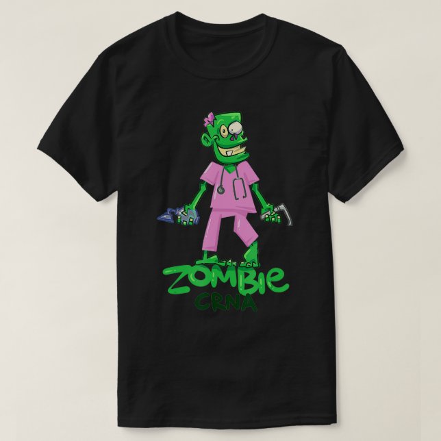 Camiseta Zombie CRNA divertida e anestésica fofa anestesist (Frente do Design)