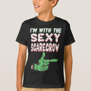 Camiseta Zombie das Halloween Estou com o Espantalho Y
