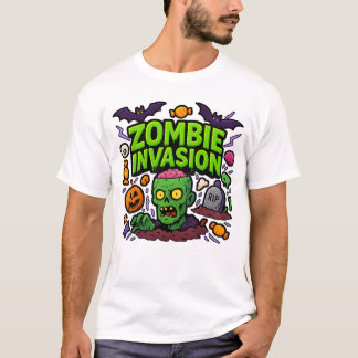 Camiseta Zombie das roupas de invasão do Halloween Unisex