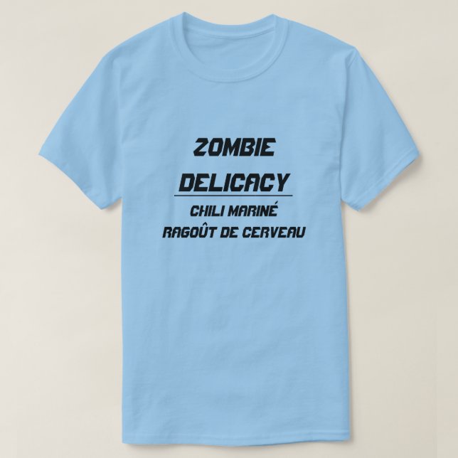 Camiseta Zombie Delicacy Chili marinou guisado cerebral (Frente do Design)