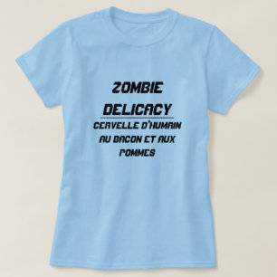 Camiseta Zombie Delicacy O cérebro humano com bacon e maçãs