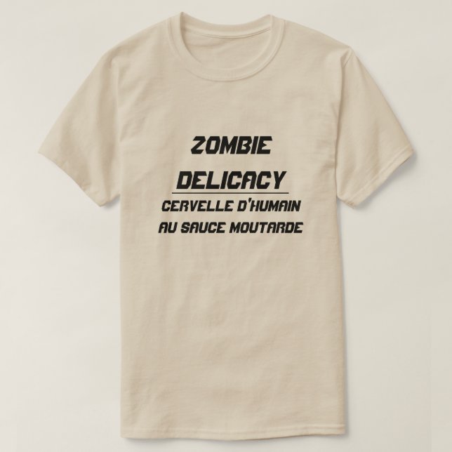 Camiseta Zombie Delicacy O cérebro humano com molho de most (Frente do Design)