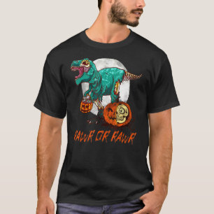 Camiseta Zombie Dinosaur Halloween Pumpkin Moon T Rex Rawr