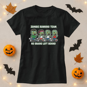 Camiseta Zombie Do Halloween Correndo Equipe Para Cérebros