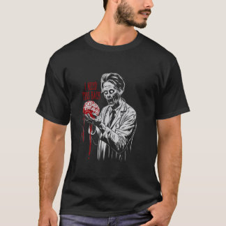 Camiseta Zombie Doutor Segurando Cérebro - Salão Monstro Vi
