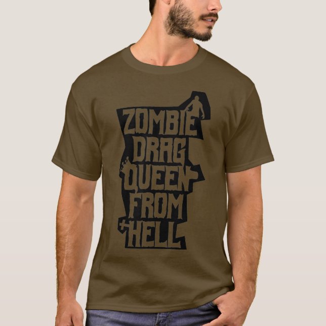 Camiseta Zombie Drag Queen Do Inferno Engraçado Gay Horror (Frente)