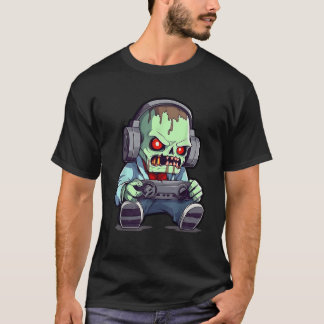 Camiseta Zombie Engraçado Jogando Controlador de Jogo de Ví
