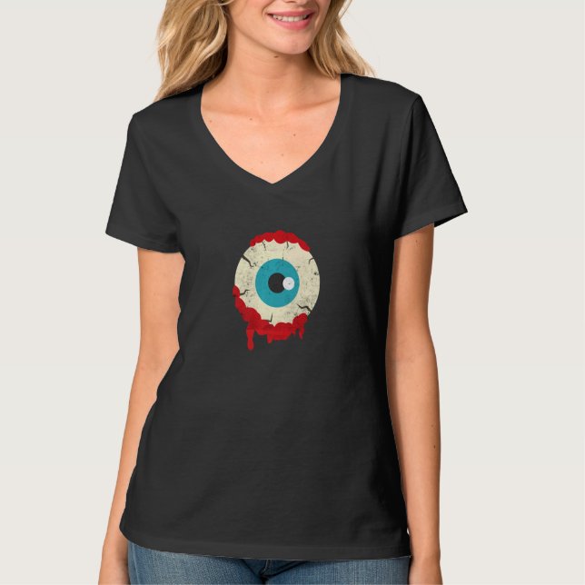 Camiseta Zombie Eyeball Festa de Halloween Scarbies Famil (Frente)