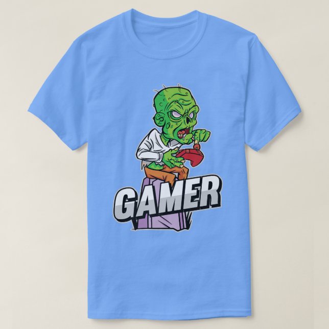 Camiseta Zombie Gamer Lazy Halloween Figurume Videogame Leg (Frente do Design)