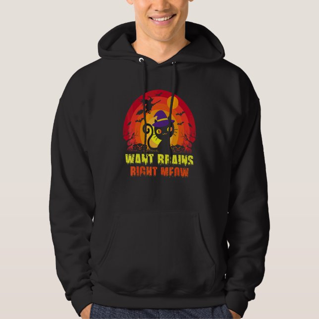Camiseta Zombie Gato Humorístico Quer Cérebro Agor (Frente)