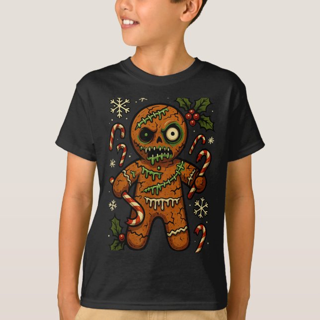 Camiseta Zombie Gingerbread Man Christmas Zombie T Shirt  (Frente)