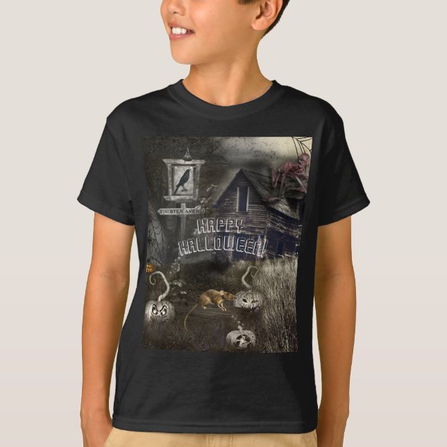 Camiseta Zombie Graveyard + Ratos Sinister Ave Halloween (Frente)