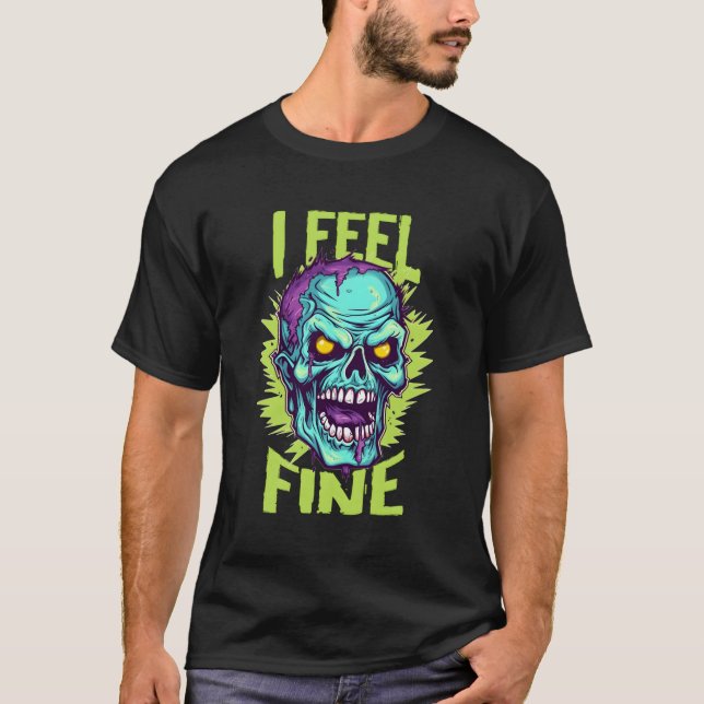 Camiseta Zombie Halloween Desenhando Eu Me Sinto Bem (Frente)