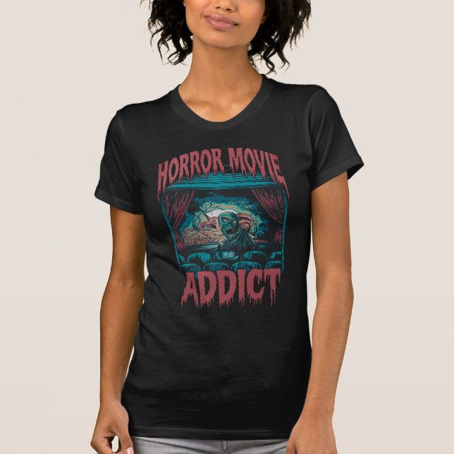 Camiseta Zombie Halloween T-Shirt Viciado em Filme de Horro (Frente)