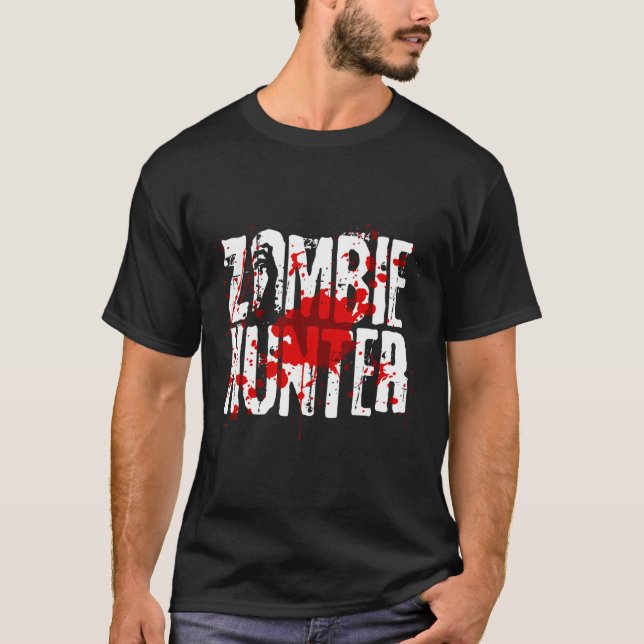 Camiseta Zombie Hunter Design Para Meninas No Dia Das Bruxa (Frente)