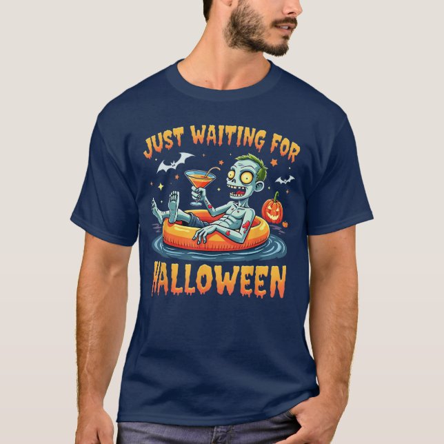Camiseta Zombie Just Waiting For Halloween (Frente)