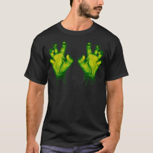 Camiseta Zombie Mãos Assustadores Dedos Verdes Monstros Ha