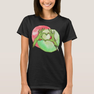 Camiseta Zombie Mãos fazer Forma Coração, Halloween do A
