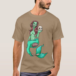 Camiseta Zombie Mermaid Fumaça Halloween Escarnecimento Fa
