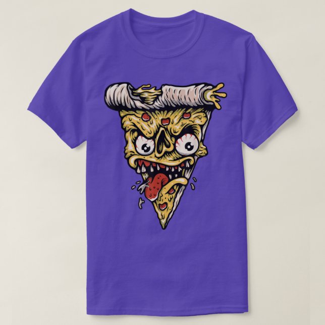Camiseta Zombie Monster Pizza Slice Pizza Assustadora Pizza (Frente do Design)