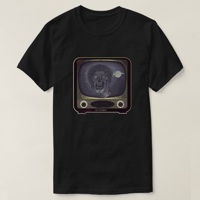 Camiseta Zombie na TV - Dourado (Frente do Design)