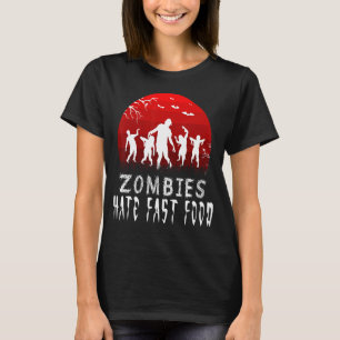 Camiseta Zombie Odeio Comida Rápida Zombies Assusta Parte d