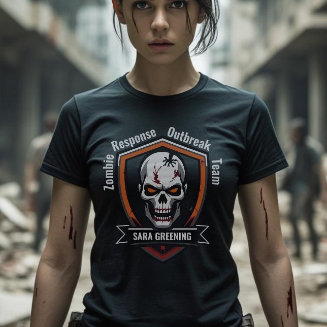 Camiseta Zombie Outbreak Response Team seu nome T-Shirt (Criador carregado)