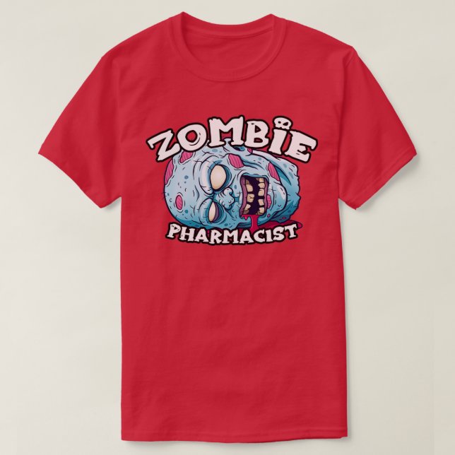 Camiseta Zombie PHARMACIST Halloween Simples Figurino (Frente do Design)