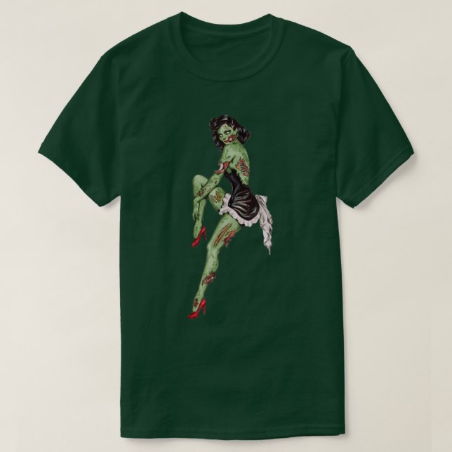 Camiseta Zombie Pin Up Girl Halloween (Frente do Design)