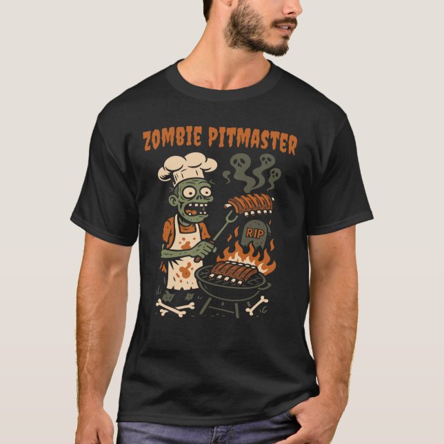 Camiseta Zombie Pitmaster – Skeleton Grill Master Funny BBQ (Frente)