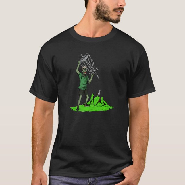 Camiseta Zombie Pulling Basket Out Of Ground Zombie Disc Go (Frente)