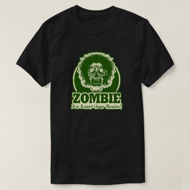 Camiseta ZOMBIE Queremos Seus Cérebros Ver.3 Verde e Amarel (Frente do Design)