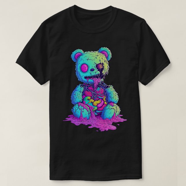 Camiseta Zombie Rainbow Bear (Frente do Design)