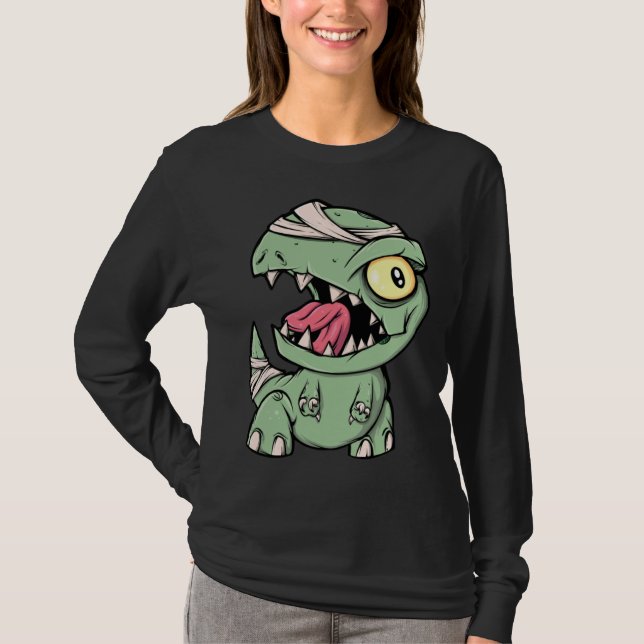 Camiseta Zombie Rex Dinosaur  For Boys Mummy Halloween (Frente)