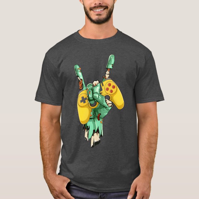 Camiseta Zombie Rock Hand Holding Gaming Controller boy (Frente)