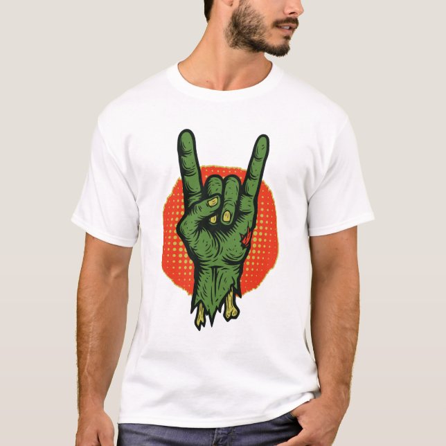 Camiseta Zombie Rock on Hand! (Frente)