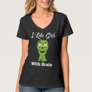 Camiseta Zombie Romântica Eu Gosto De Meninas Com Cérebro E