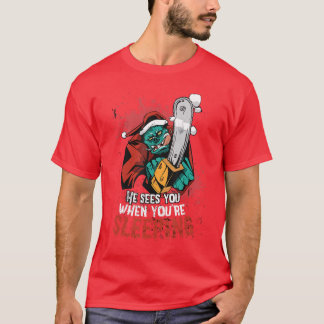 Camiseta Zombie Santa Chainsaw Horror Movie Lover Gift boy