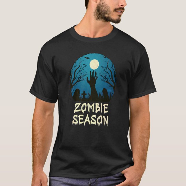 Camiseta Zombie Season Moonlit Graveyard Scary Kids A (Frente)