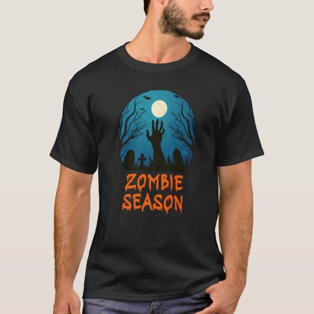 Camiseta Zombie Season Moonlit Graveyard  Scary Kids Boys A (Frente)