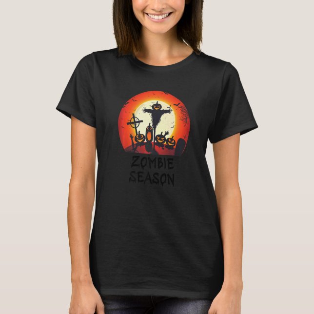 Camiseta Zombie Season Moonlit Scary Graveyard Kids A (Frente)