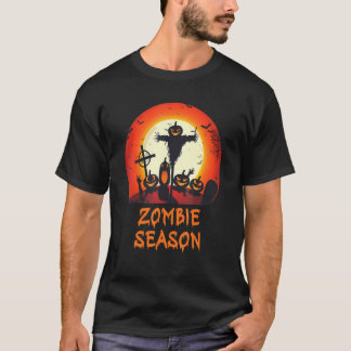 Camiseta Zombie Season Moonlit Scary Graveyard Kids A