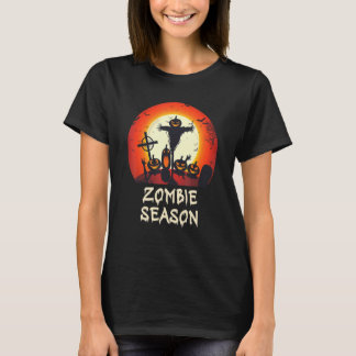 Camiseta Zombie Season Moonlit Scary Graveyard Kids A