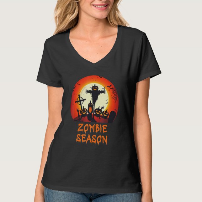 Camiseta Zombie Season Moonlit Scary Graveyard Kids A (Frente)