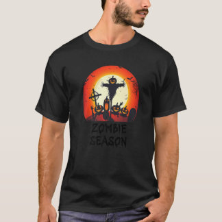 Camiseta Zombie Season Moonlit Scary Graveyard Kids Boys A