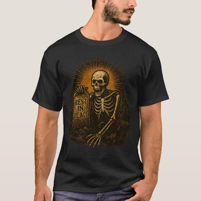 Camiseta Zombie Skeleton Undead Horror Grave Goth halloween (Frente)