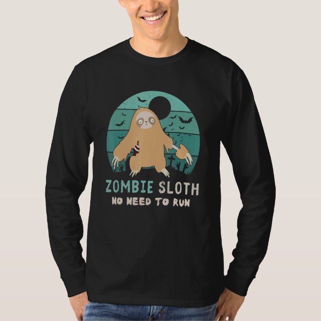 Camiseta Zombie Sloth No Need To Run  Lazy Halloween Sloth (Frente)