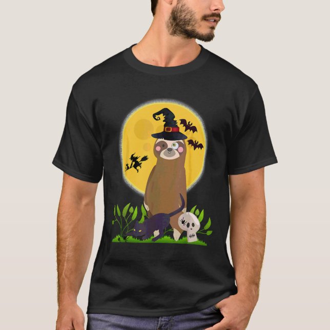 Camiseta Zombie Sloth Scary Cat Halloween (Frente)